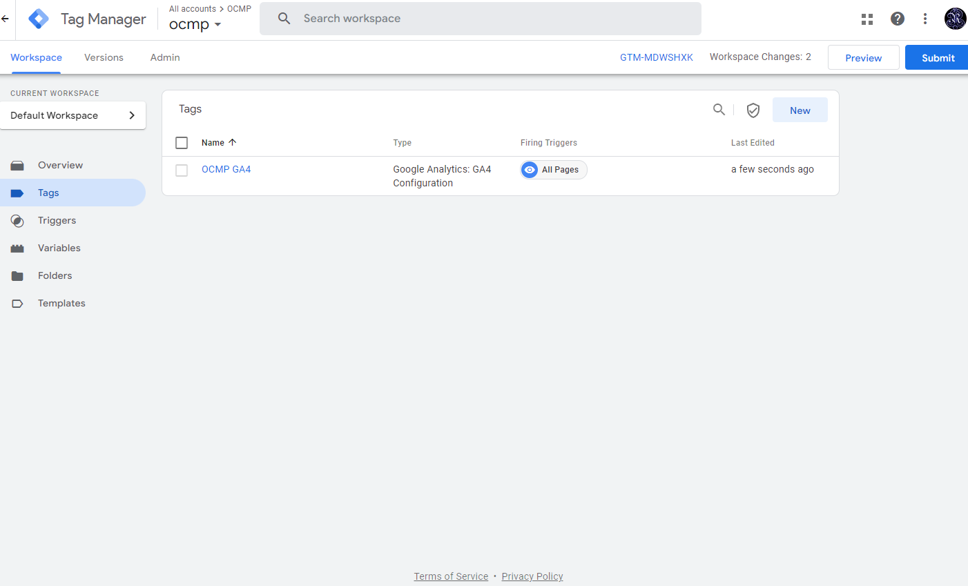 Tags landing page