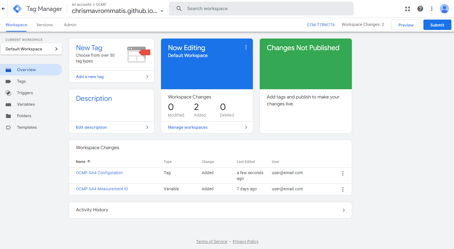 Container Landing Screen - Changes Overview